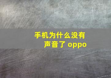 手机为什么没有声音了 oppo